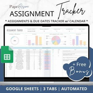 Assignment Tracker Student Homework Planner Google Sheets 2024-2025 Digital To-Do List College Task Tracker Academic Timetable Spreadsheet