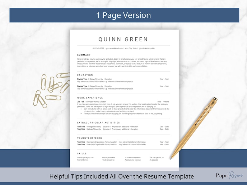 one page resume template student, college resume