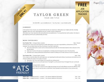 May include: A resume template with a modern design, featuring a gold accent and a floral background. The template includes sections for work experience, education, and skills. It is designed to be ATS-friendly, which means it is formatted in a way that is easily read by applicant tracking systems.