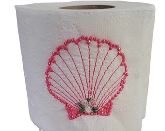 Embroidered Shell on Toilet Paper Home Decor