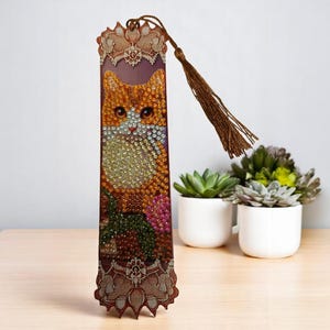 Orange Cat Crystal Bookmark