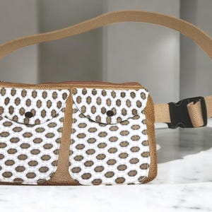 Handmade Light Brown Fanny Pack, Faux Leather Mini Travel Bag, Waist Bag, Belt Bag for Travel, Gift Idea