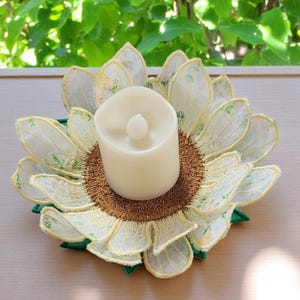 Yellow Floral Flower Candle Holder