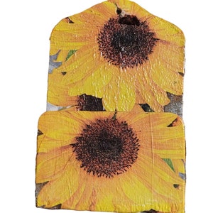 Fly Swatter Wooden Holder Sunflower