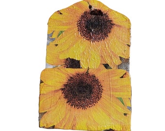 Fly Swatter Wooden Holder Sunflower