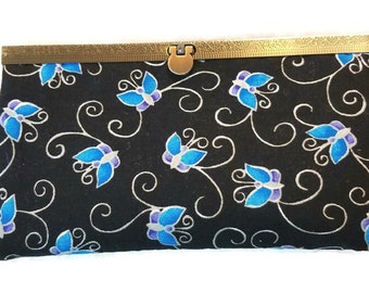 Diva Wallet Clutch Purse Blue Butterfly