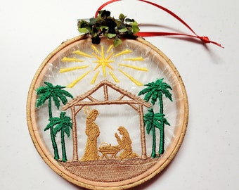 Christmas Embroidery Ornament Nativity