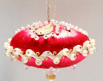 Vintage Christmas Ornament with Gold Leaves
