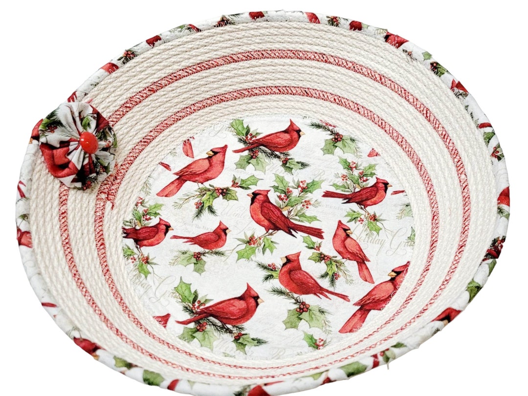 Cardinal Cotton Rope Bowl Handmade - Etsy