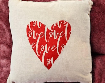 Valentine Love Pillow Cover Linen 16x16