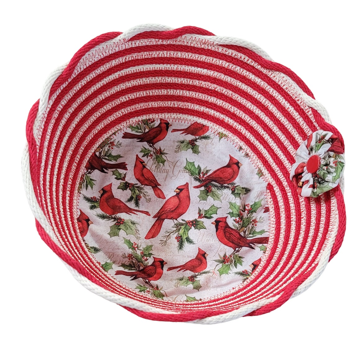 Cardinal Cotton Rope Bowl Handmade - Etsy