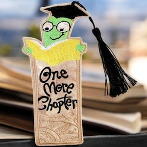 Bookworm Bookmark Embroidered