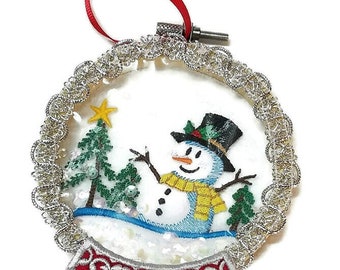 Christmas Embroidered Snow Globe Ornament