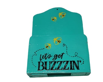 Fly Swatter Wooden Holder Turquoise