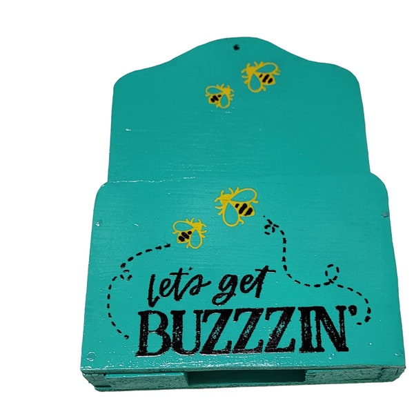 Fly Swatter Wooden Holder Turquoise