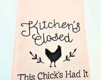 Kitchen Closed Chicken Embroidered Kitchen Towel