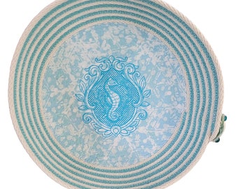 Embroidered Seahorse Rope Bowl