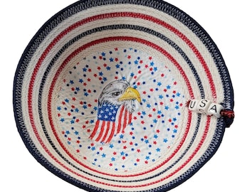 Embroidered Patriotic Eagle Rope Bowl