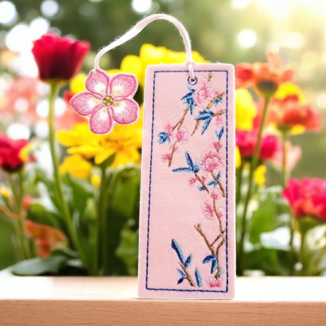 Cherry Blossom Bookmark Embroidered - Etsy