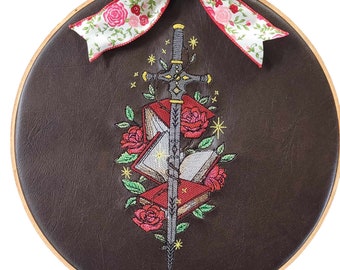 Sword Books Roses brodées dans un cerceau 30 cm (12 po.)