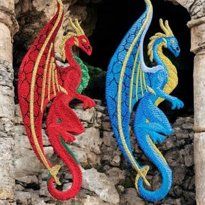 Dragon Bookmark Embroidered Lace in Vibrant Colors, Thread Material, for Book Lovers