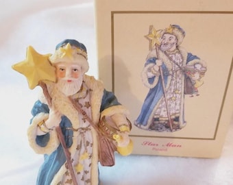 Santa Figurine, Porcelain Star Man From Poland, 1992 Boxed Collectible