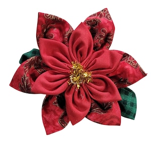 Christmas Red Poinsettia Brooch