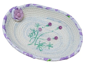 Violet Button Floral Rope Dish