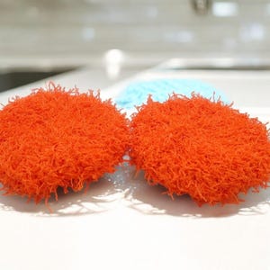 Knit Dish, Pot Scrubby Set Of Two Bright Orange