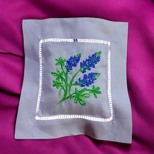 Bluebonnet Lavender Embroidered Linen Sachet