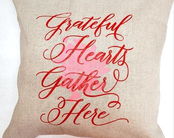 Grateful Hearts Pillow 16 inch