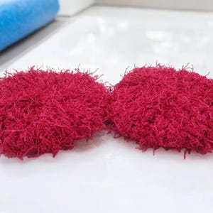 Knit Dish, Pot Scrubby Set Of Two Raspberry