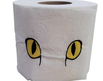 Embroidered Eyes on Toilet Paper Home Decor