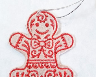 Gingerbread Man Embroidered Christmas Ornament