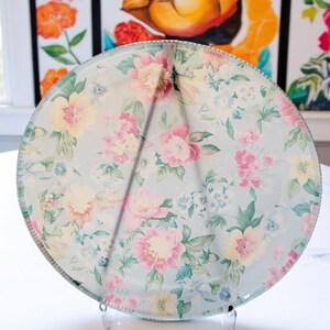 Blue Floral Glass Plate with Easel 12 inch Diameter