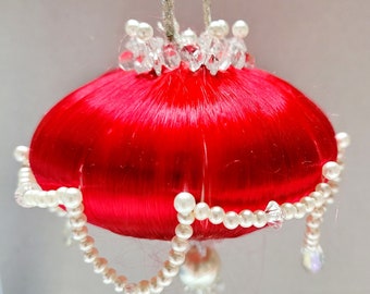 Vintage Christmas Ornament with Hanging Pearls