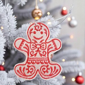 Gingerbread Man Embroidered Christmas Ornament
