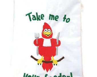 Embroidered Kitchen Towel Christmas Cardinal Kitchen Décor