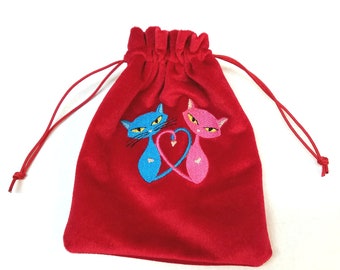 Valentine Red Velvet Cat Gift Bag