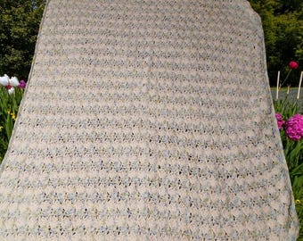 Green and Blue Afghan Blanket 40 x 34 inches