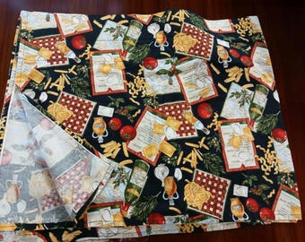 Kitchen Cafe Curtain, Cotton Food Print Rod Pocket, 83 x 16.5 Inches