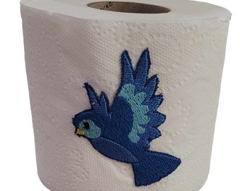 Embroidered Bluebird on Toilet Paper Home Decor