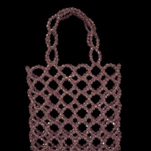 Bolso de cuentas rosa/verde - Cuentas translúcidas facetadas - Bolso de mano de lujo - Bolso pequeño con asa superior - Monedero transparente - Cartera elegante - Minibolso lindo