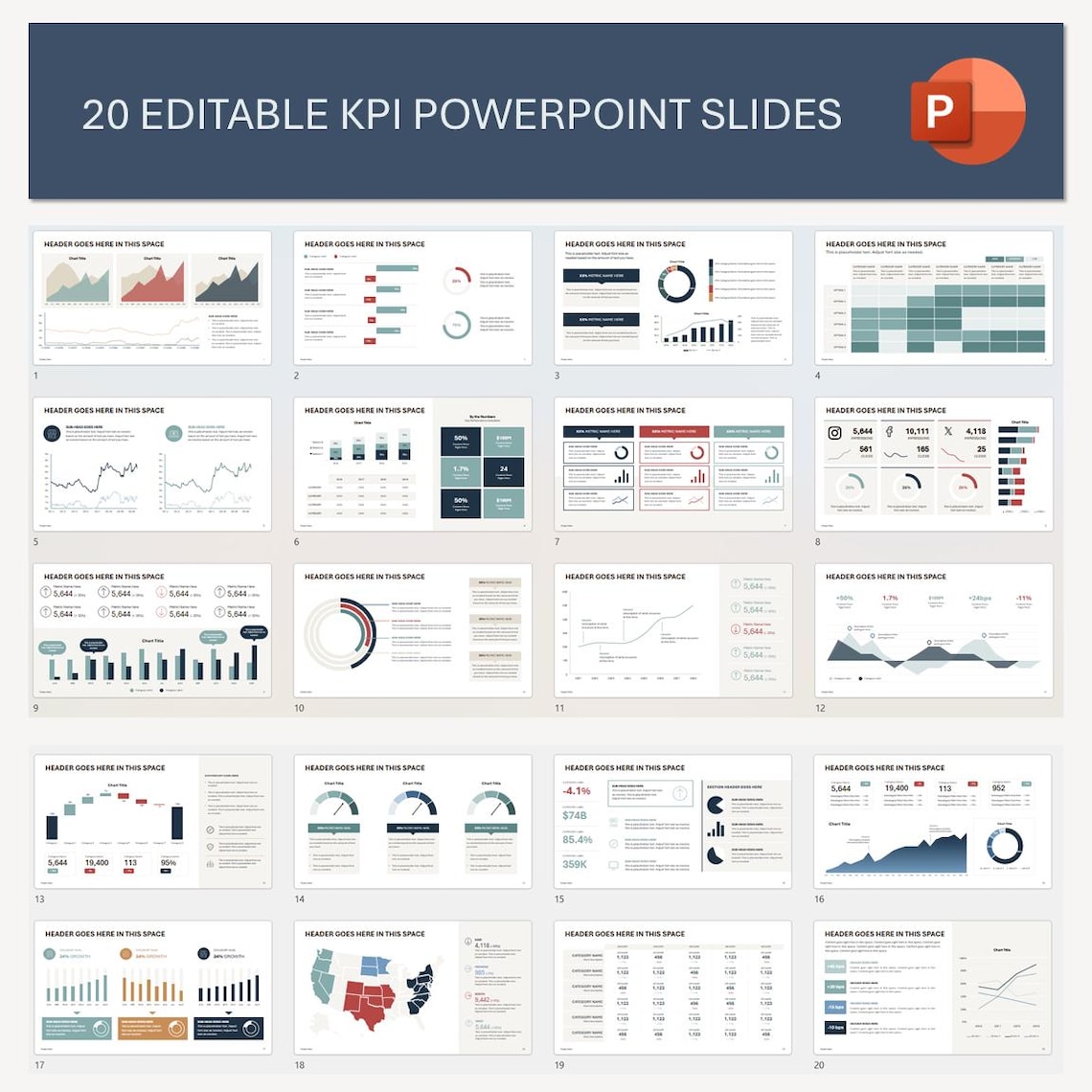 Powerpoint Slide Template: Kpis, Charts, Graphs. Fully Editable. - Etsy