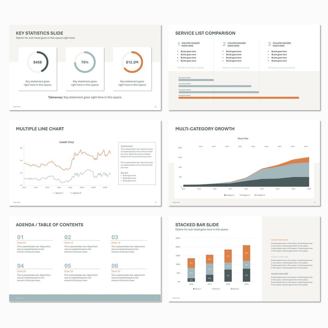 Powerpoint Template for Business: 32 Editable Slides Including Charts ...