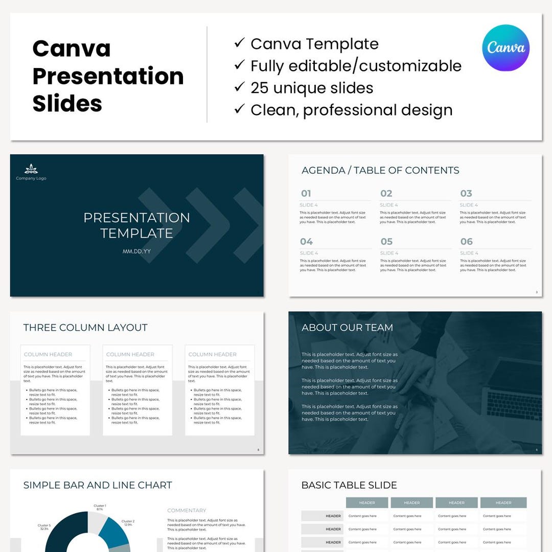 Editable Canva Presentation Template: Clean Modern Slide Deck (digital ...