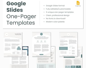 Google Slides One Pager Templates | Executive Summary | Service Overview | Business 1-Pager Designs