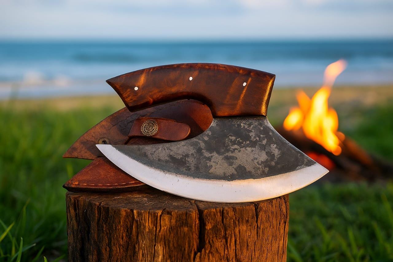 Hand Forged High Carbon Ulu Knife, Chef Kitchen Ulu Knife, Handmade Pizza Cutter, Personalized Gift For Her For Him. chef knife carbon steel
