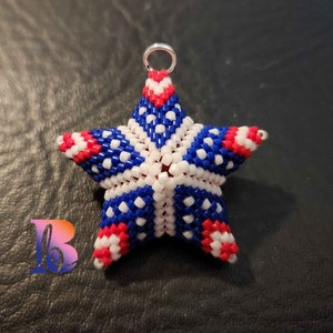 3 color stripes and stars/polka dots / Ethel / TUTORIAL - 3D Peyote Star - starry fun