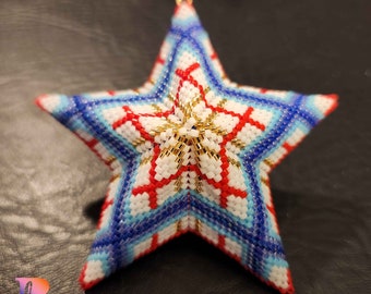 TUTORIAL - 3D Peyote Star - Plaid, 6 color, 18 row star/Quinn - starry fun